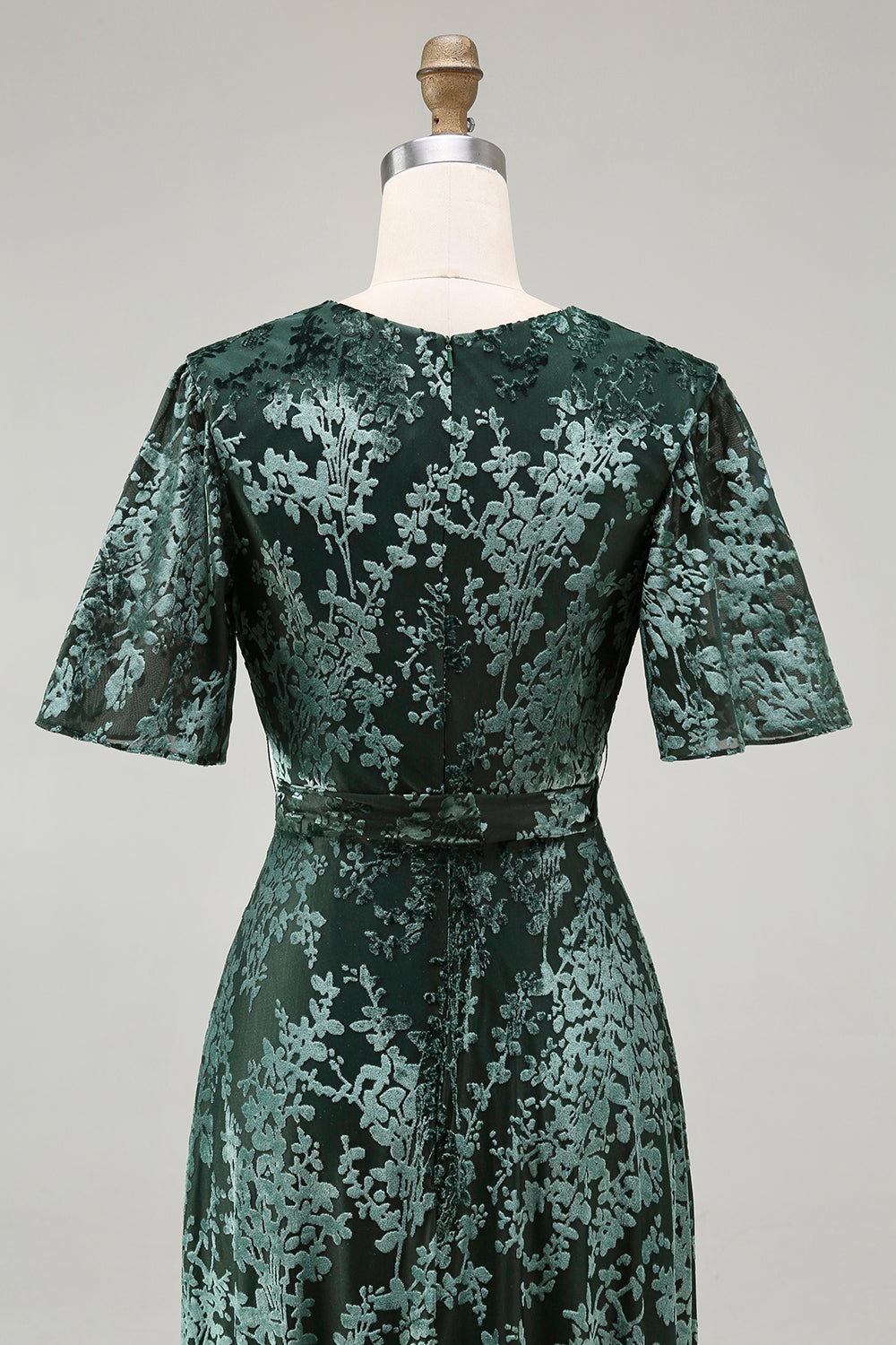 Burnout Velvet Dark Green Mother of the Bride Dress