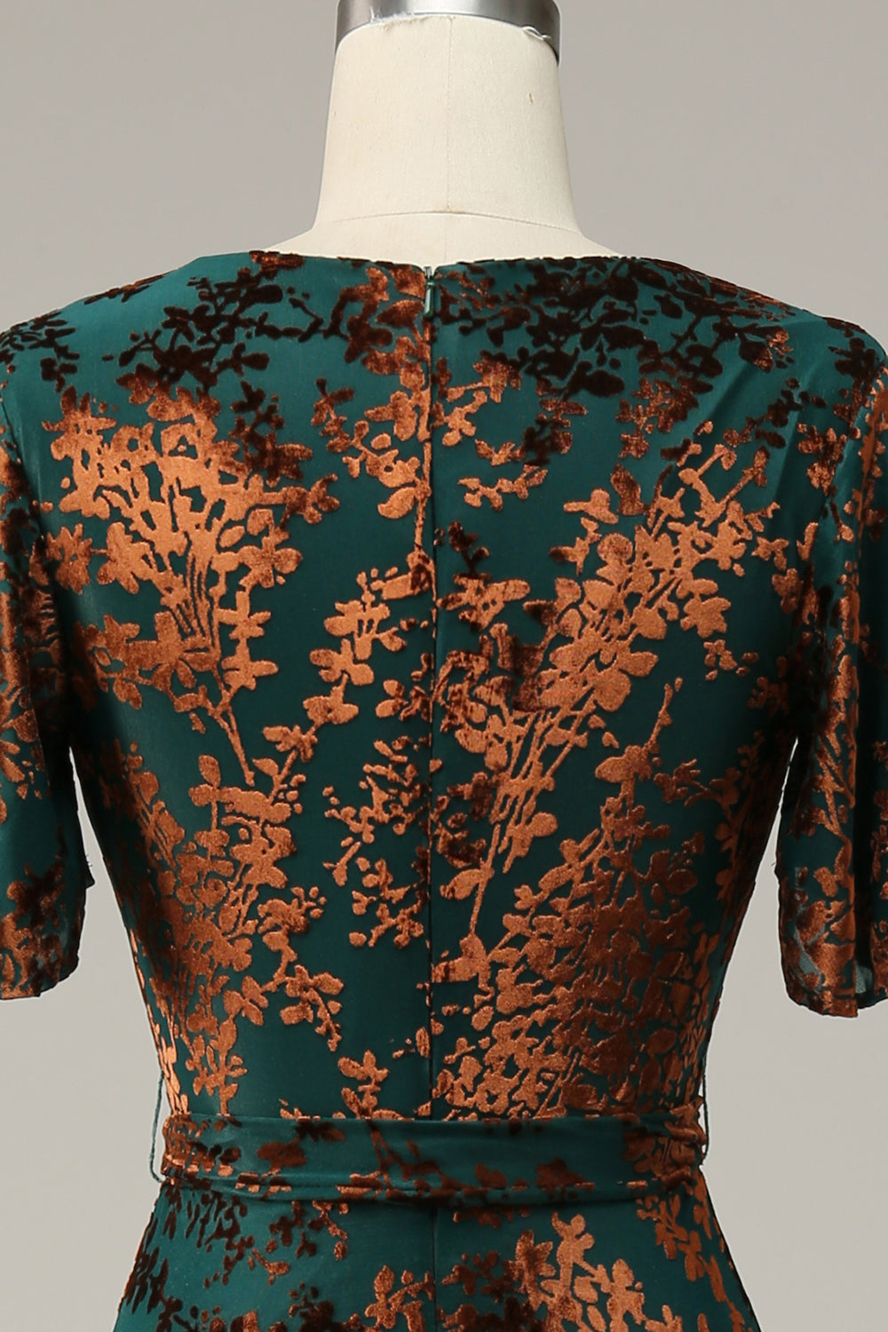 Burnout Velvet Dark Green Mother of the Bride Dress