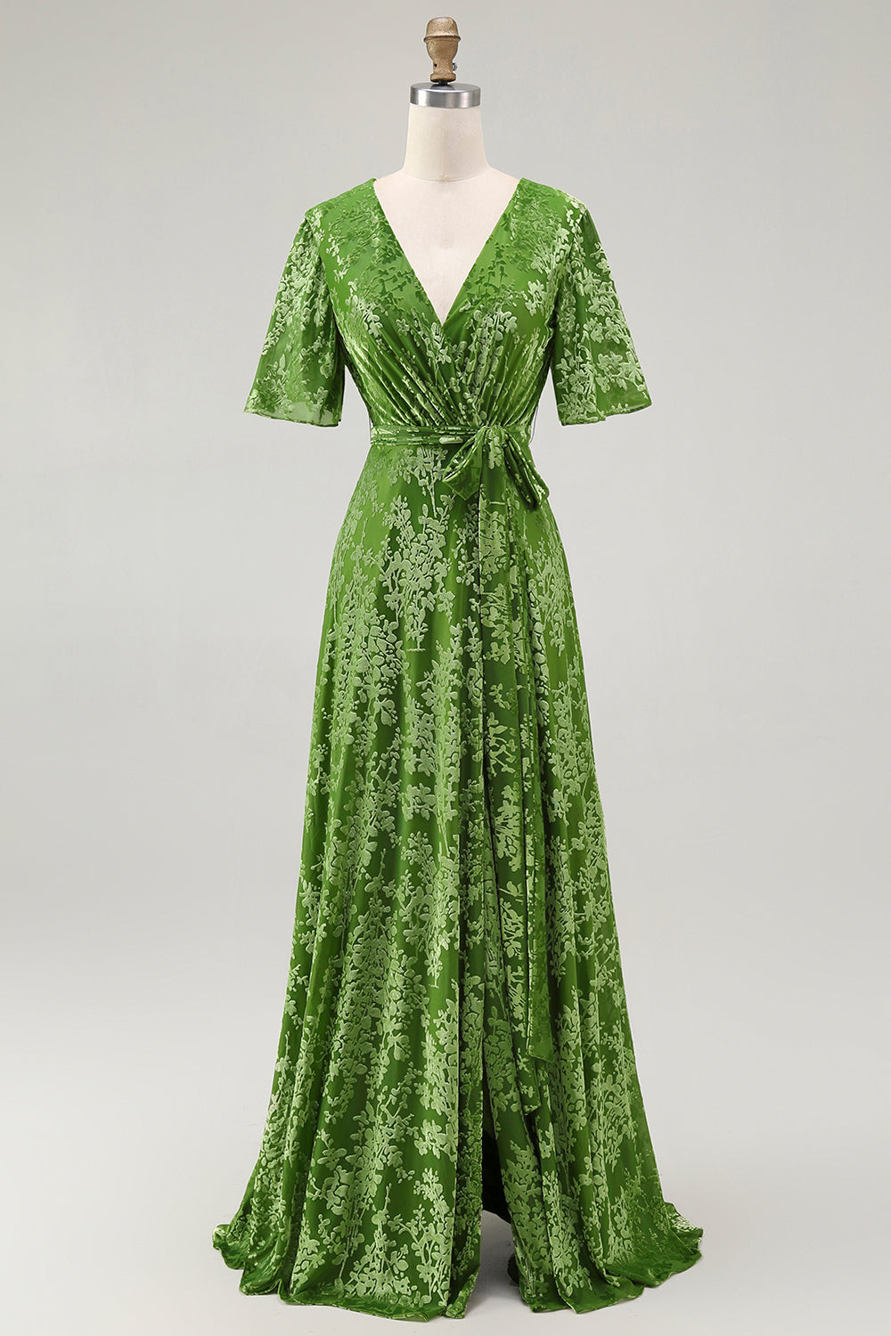 Burnout Velvet Dark Green Mother of the Bride Dress
