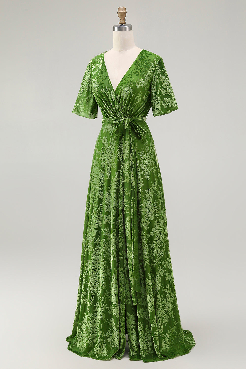 Burnout Velvet Dark Green Mother of the Bride Dress