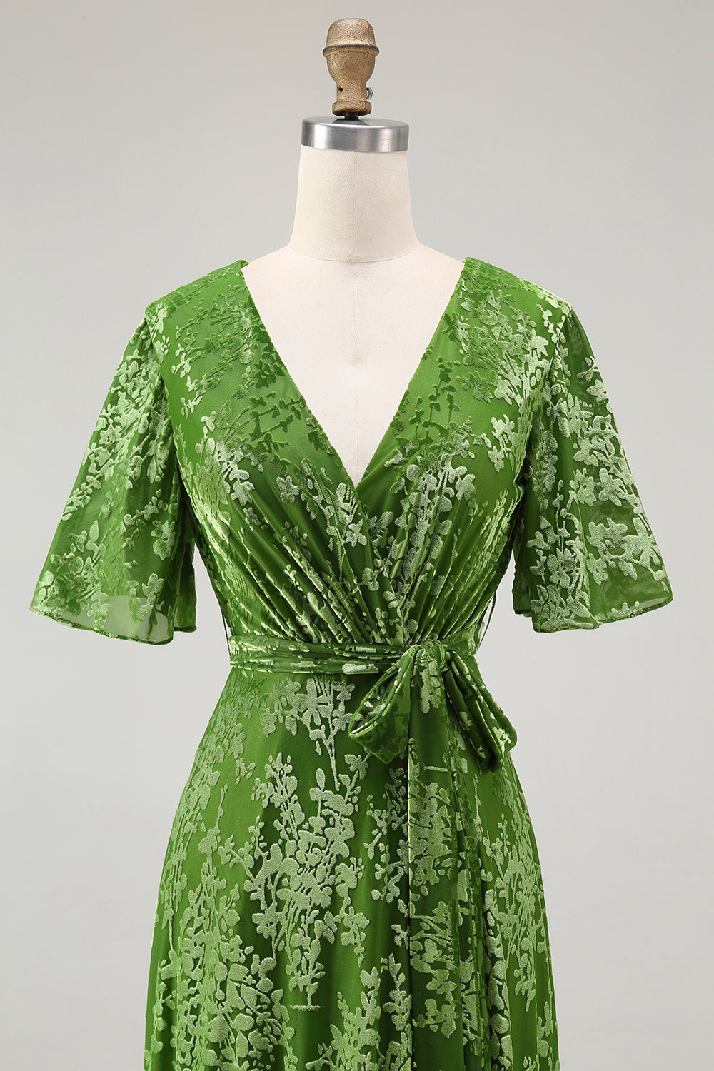 Burnout Velvet Dark Green Mother of the Bride Dress