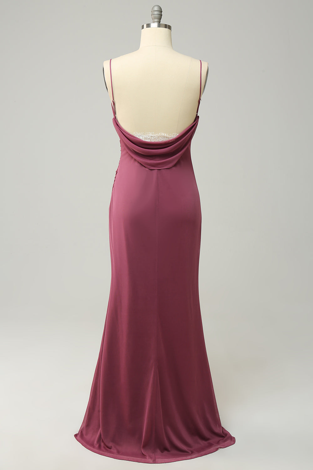 Robe de Demoiselle d'Honneur Grande Taille Rose Désert Fourreau à Bretelles Fines avec Dos Ouvert