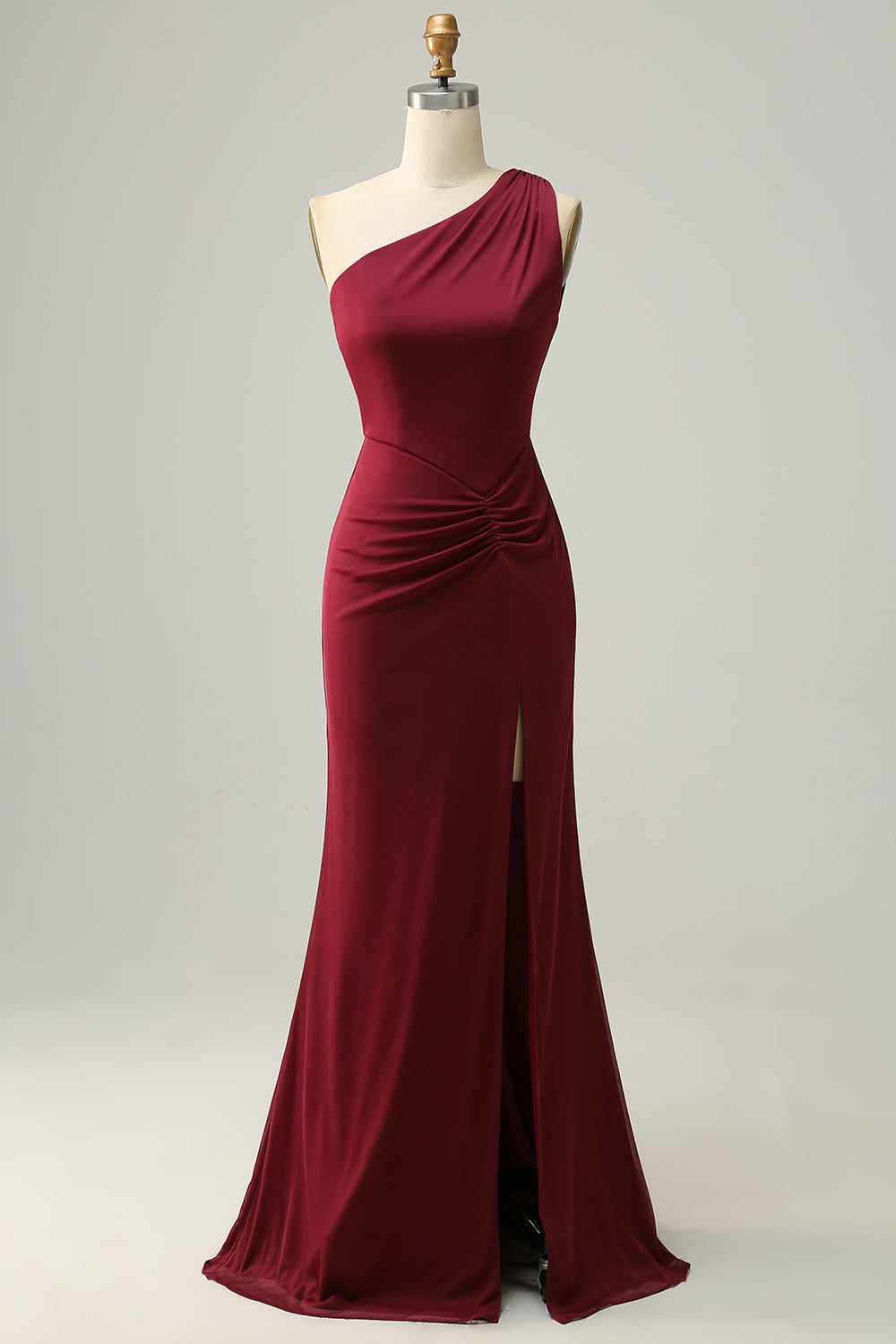 Robe longue de demoiselle d'honneur fendue « Rose du désert » à épaule unique
