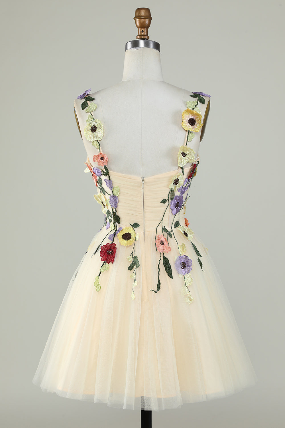 A-Line Spaghetti Straps Green Short Graduation Dress with Appliques