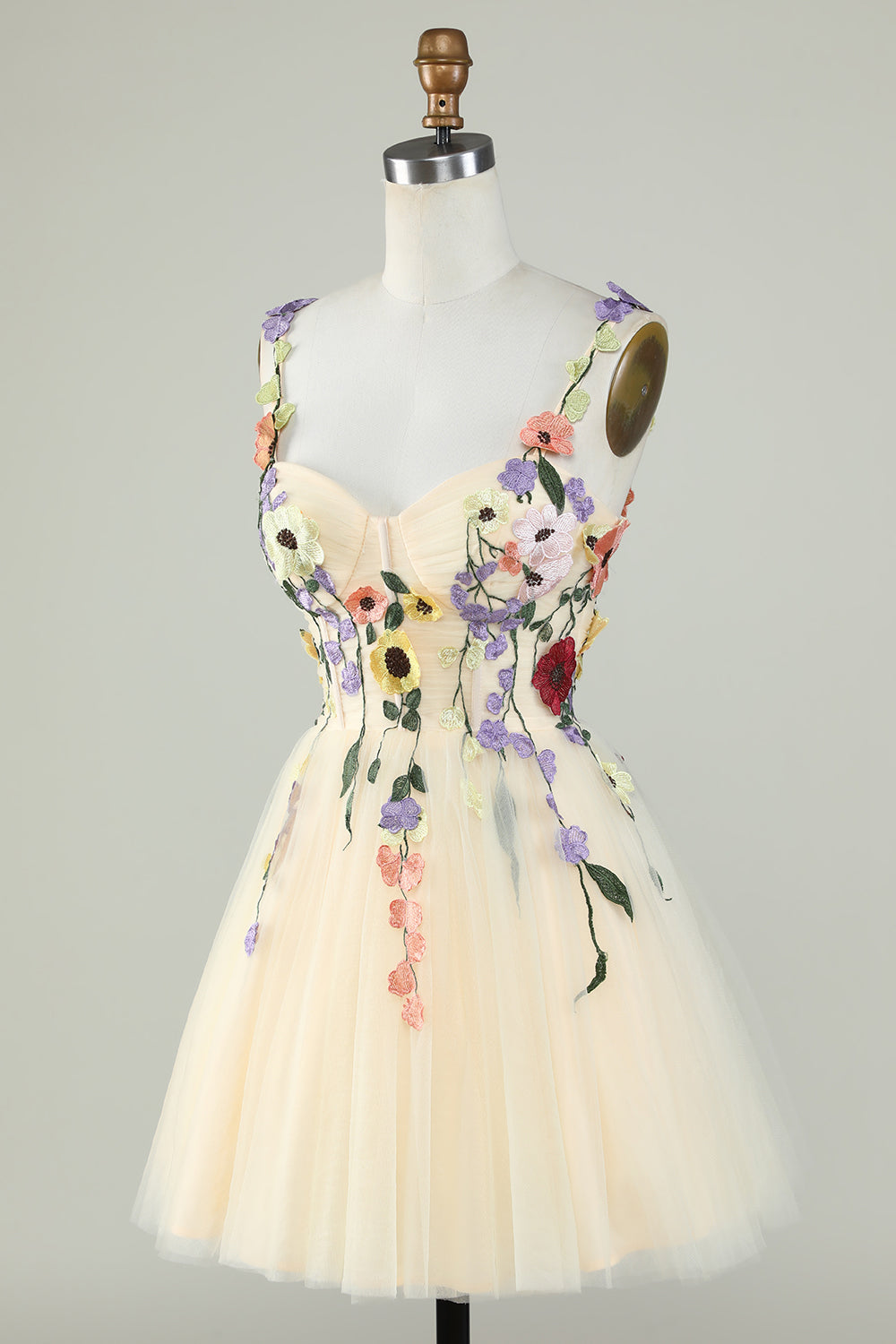 A-Line Spaghetti Straps Green Short Graduation Dress with Appliques
