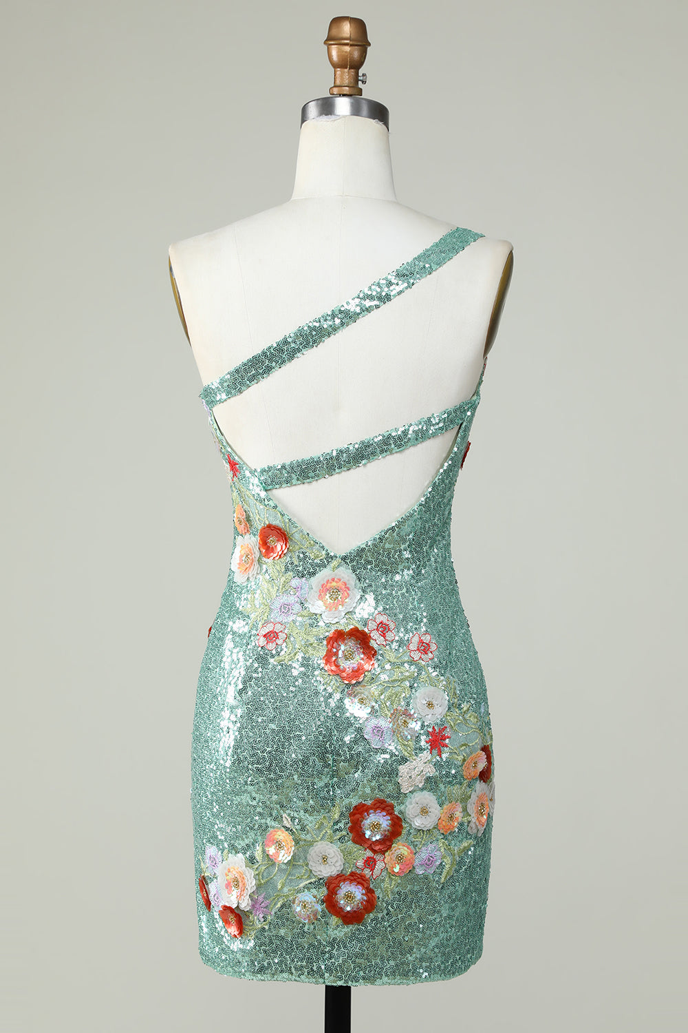 Robe de bal asymétrique noire à sequins et perles