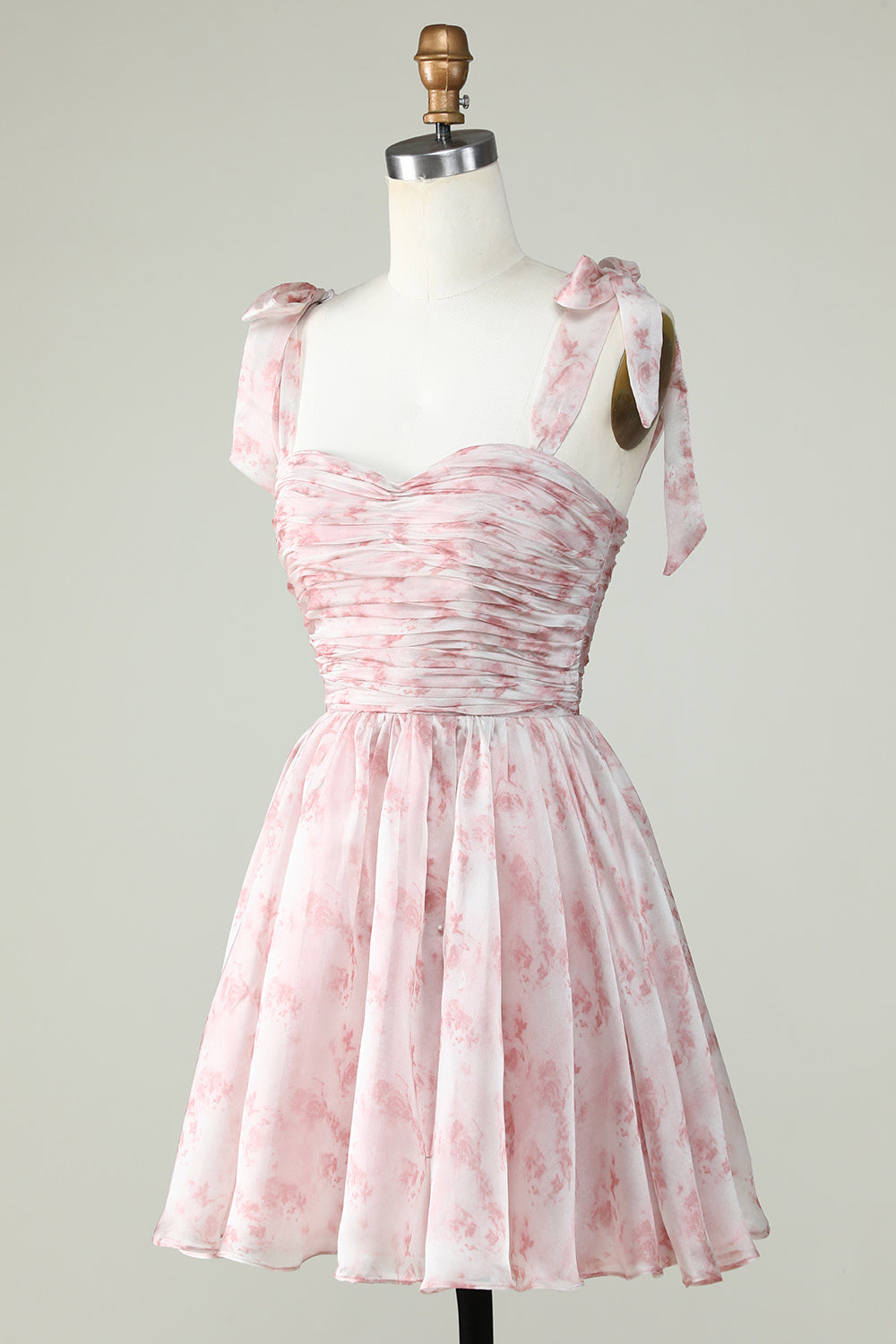 Robe de bal de fin d'année bleue trapèze à fines bretelles