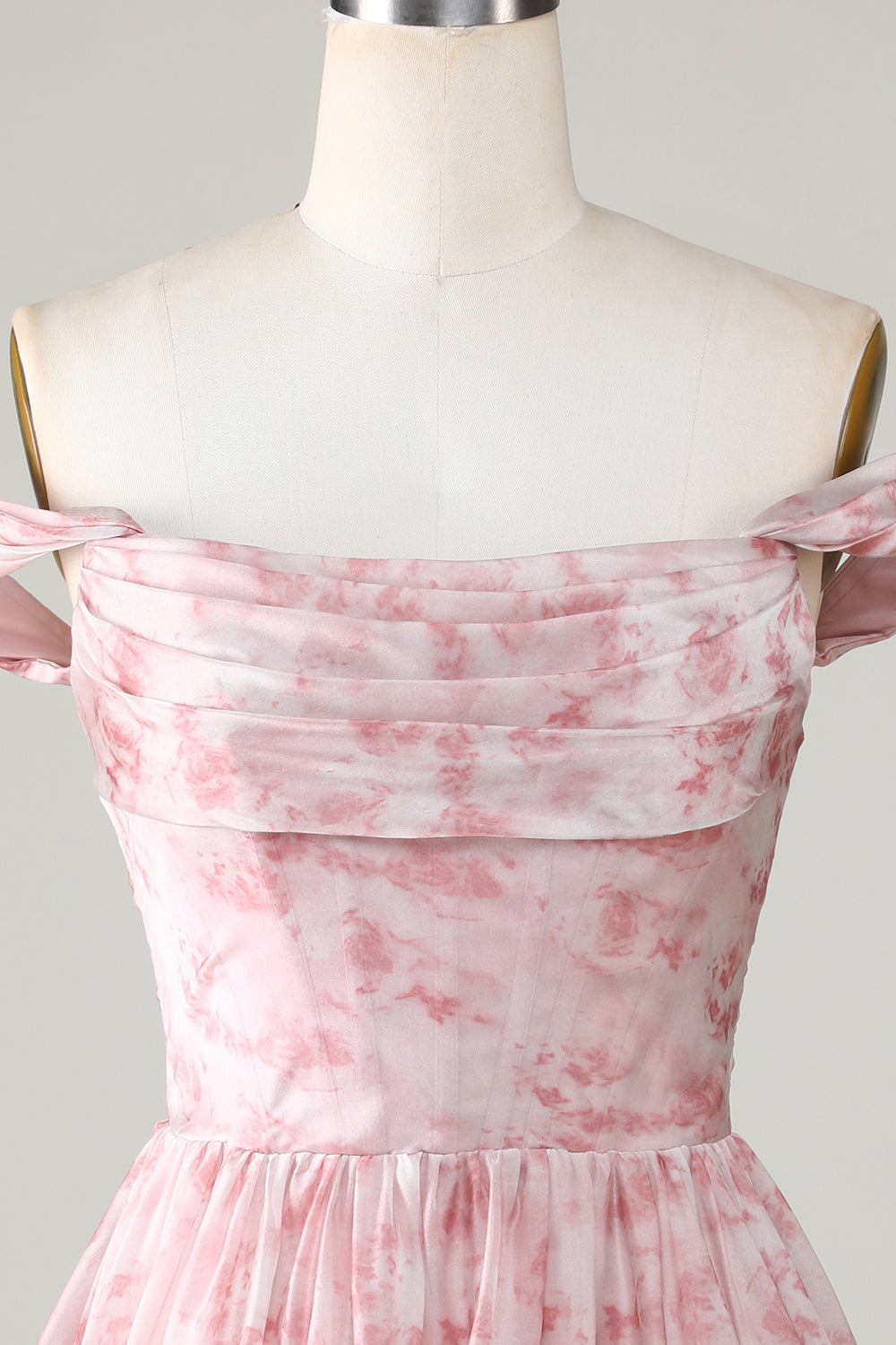 Robe courte de bal de fin d'année évasée à volants, imprimée blush