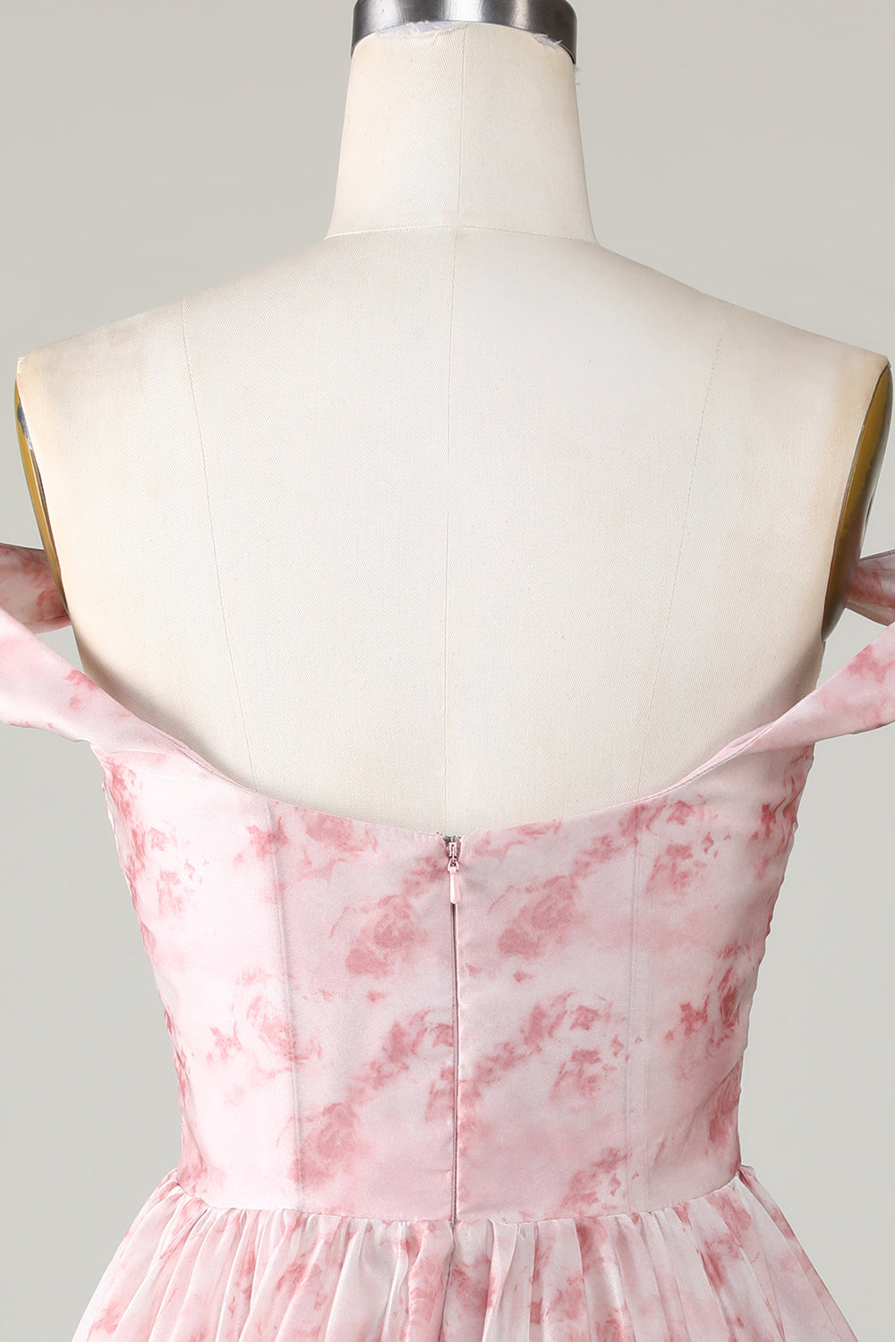 Robe courte de bal de fin d'année évasée à volants, imprimée blush