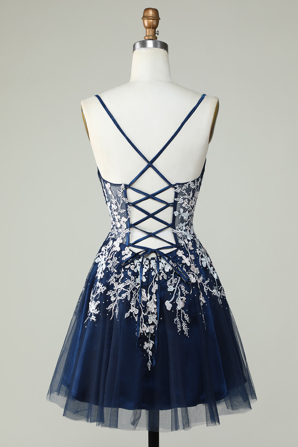 Dusty Sage Spaghetti Straps Graduation Dress With Criss Cross Back