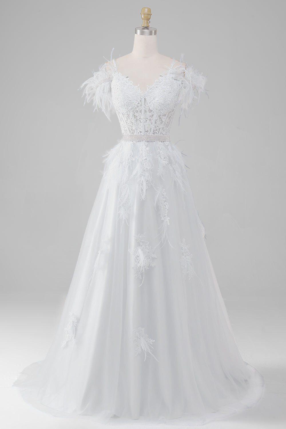 Robe de mariée corset blanche à appliques et strass