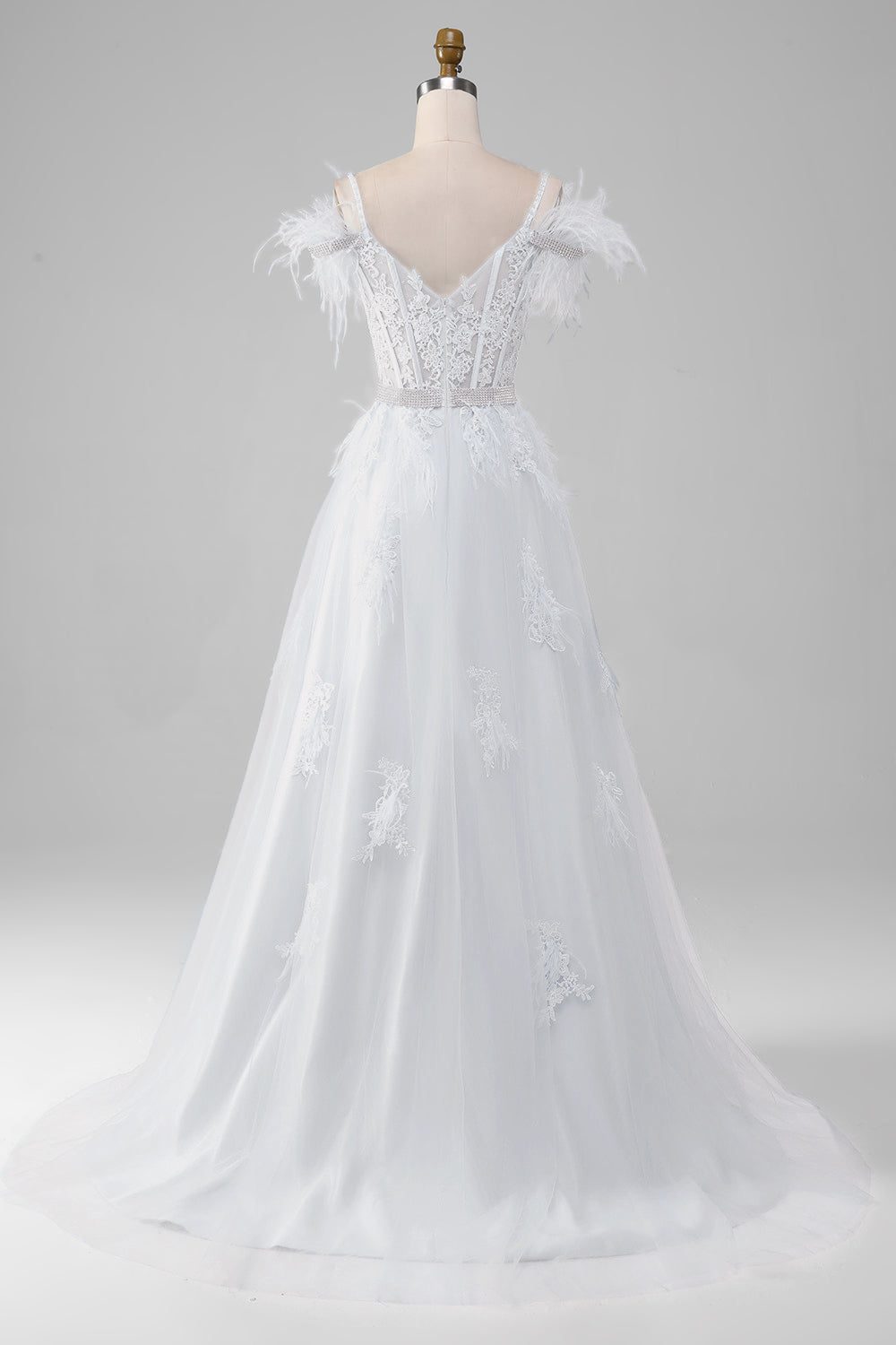 Robe de mariée corset blanche à appliques et strass