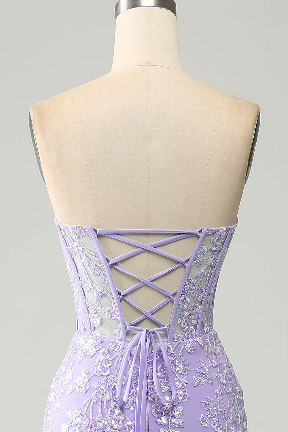 Robe de bal bustier bleu clair sirène élégante avec appliqués