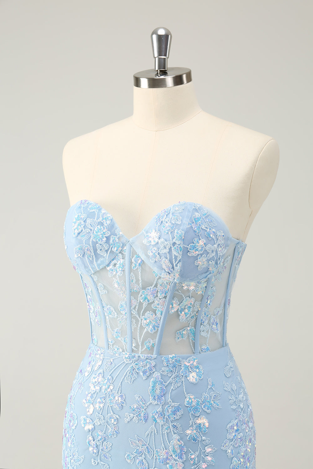 Robe de bal bustier fuchsia scintillant avec appliques