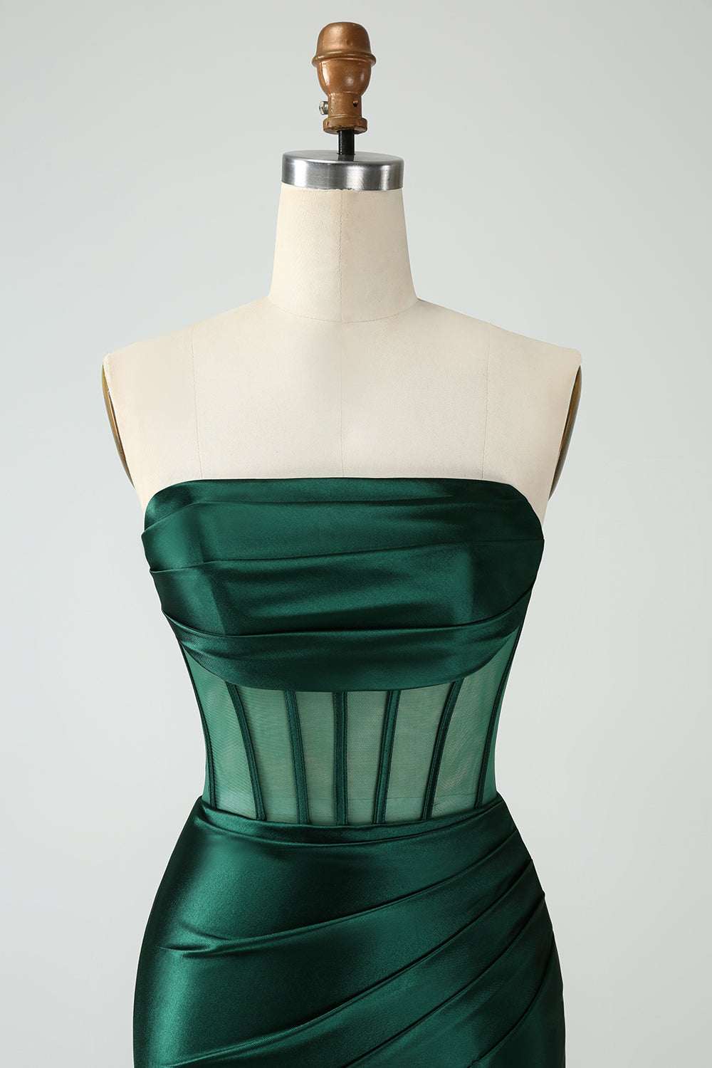 Robe courte de soirée vert foncé bustier moulante corset