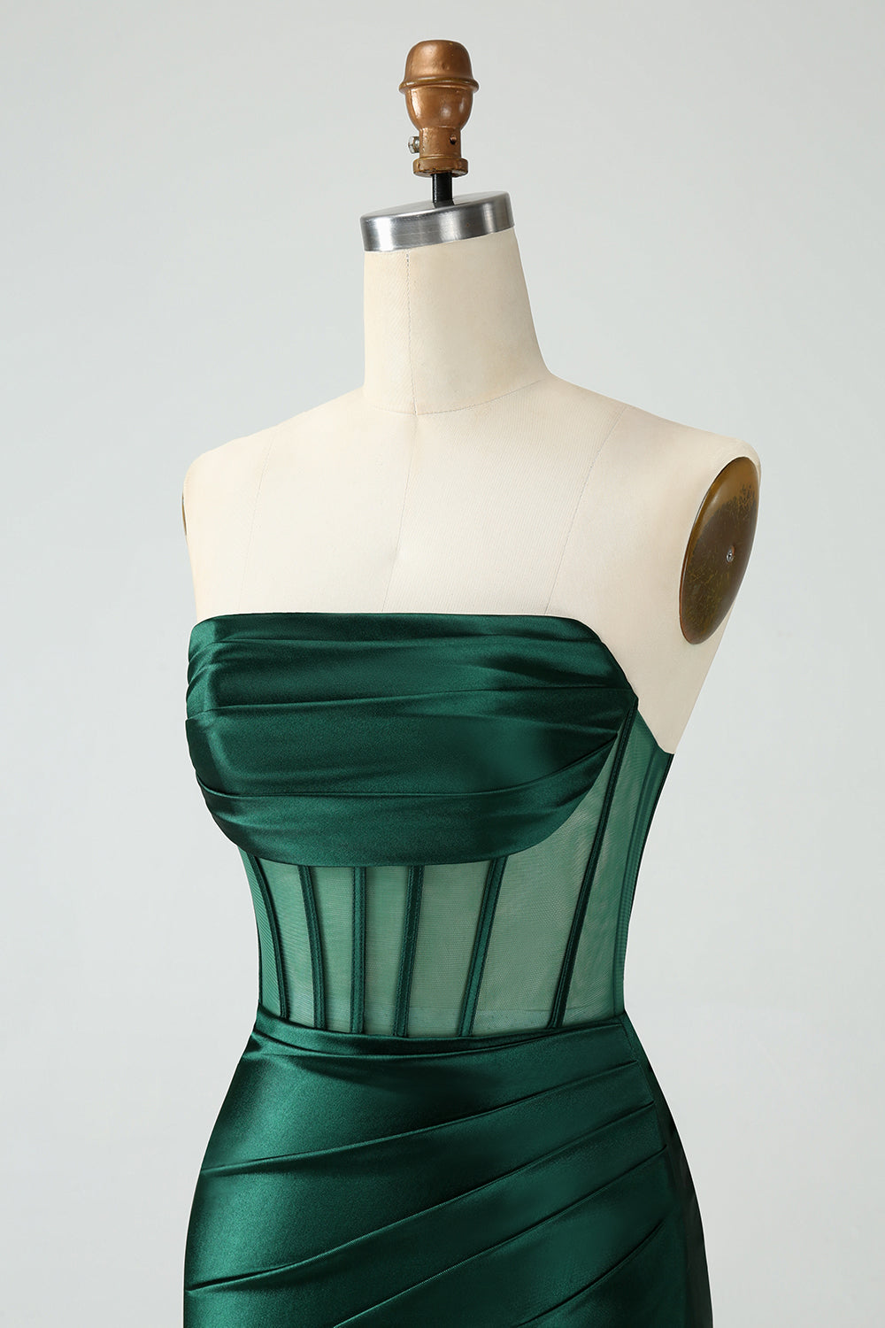 Robe courte de soirée vert foncé bustier moulante corset
