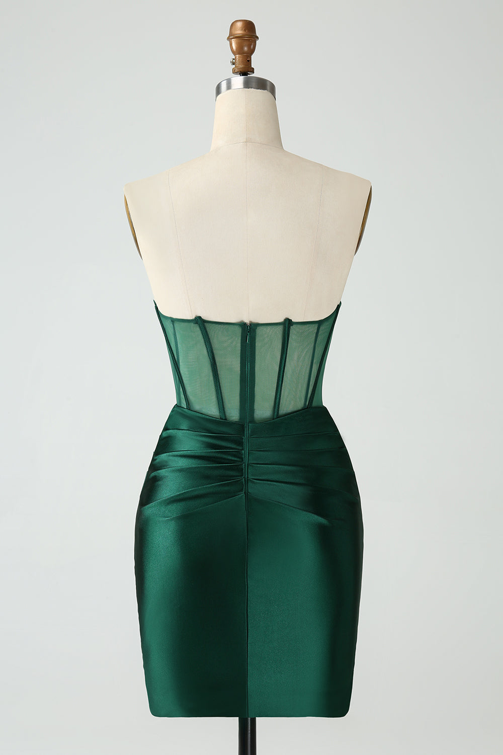 Robe courte de soirée vert foncé bustier moulante corset
