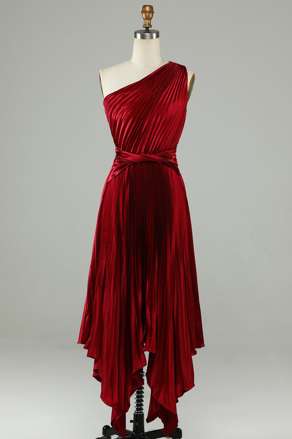 Robe de demoiselle d'honneur asymétrique bordeaux à une épaule