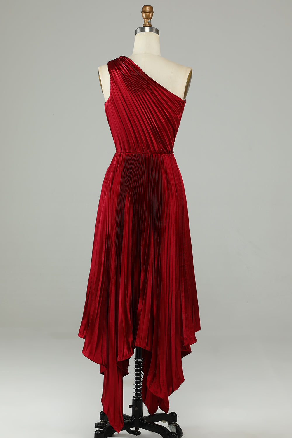 Robe de demoiselle d'honneur asymétrique bordeaux à une épaule