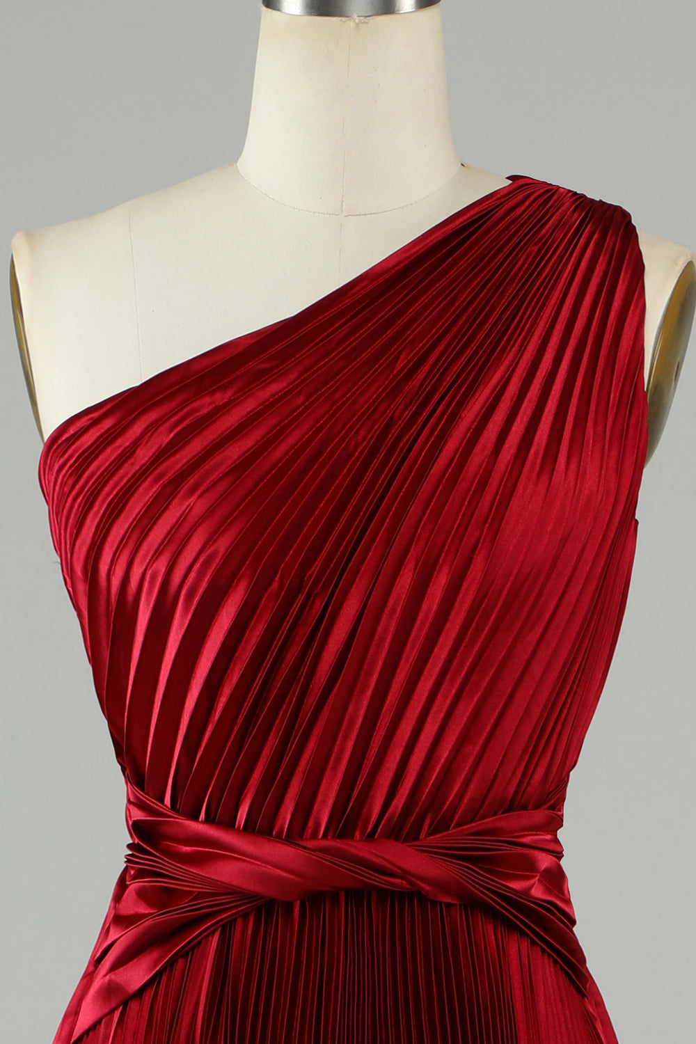 Robe de demoiselle d'honneur asymétrique bordeaux à une épaule