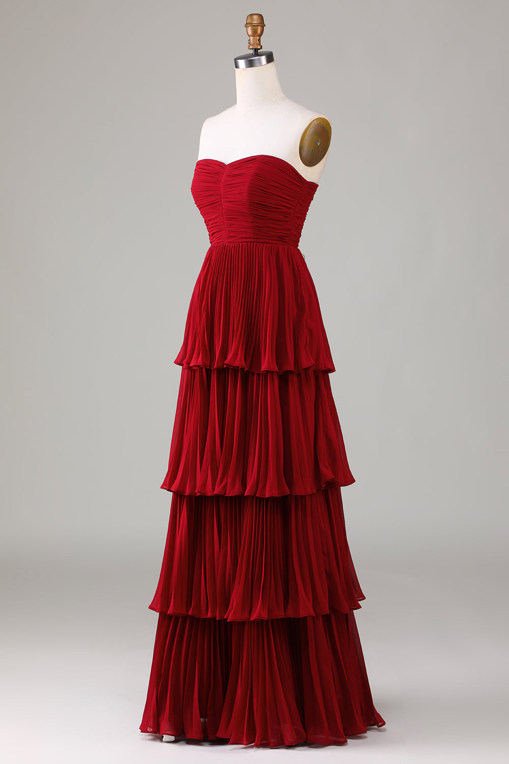 Robe longue de demoiselle d'honneur grande taille bustier lilas plissée en mousseline avec volants