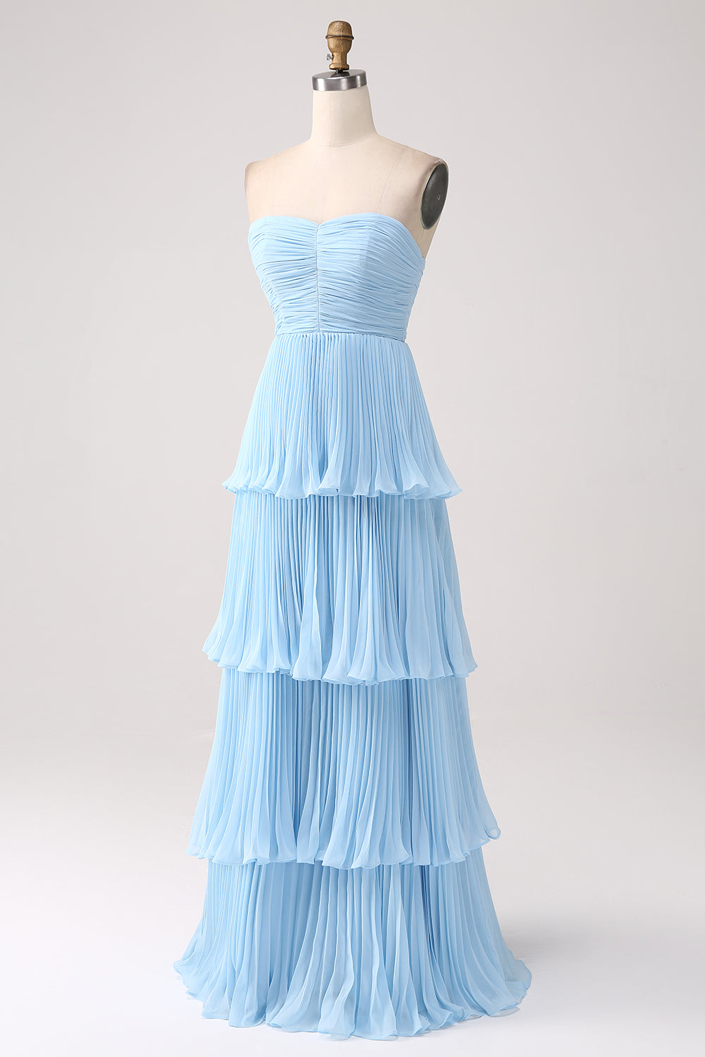 Robe longue de demoiselle d'honneur grande taille bustier lilas plissée en mousseline avec volants