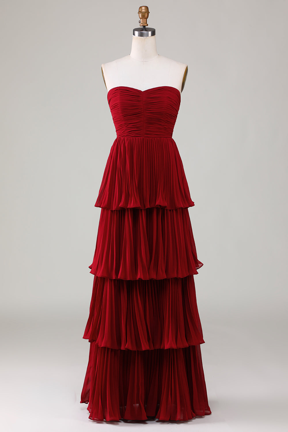 Robe longue de demoiselle d'honneur grande taille bustier lilas plissée en mousseline avec volants