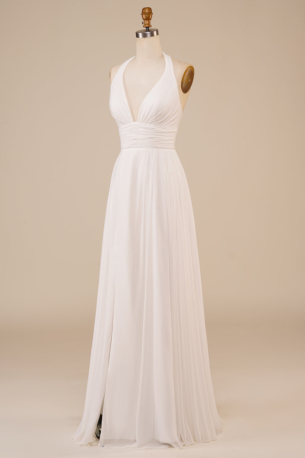 Robe de mariée A-Line dos nu ivoire avec fente et traîne balayage