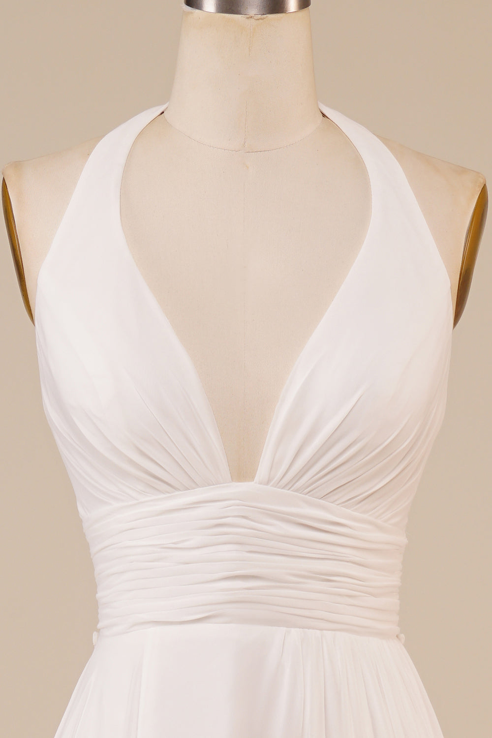 Robe de mariée A-Line dos nu ivoire avec fente et traîne balayage