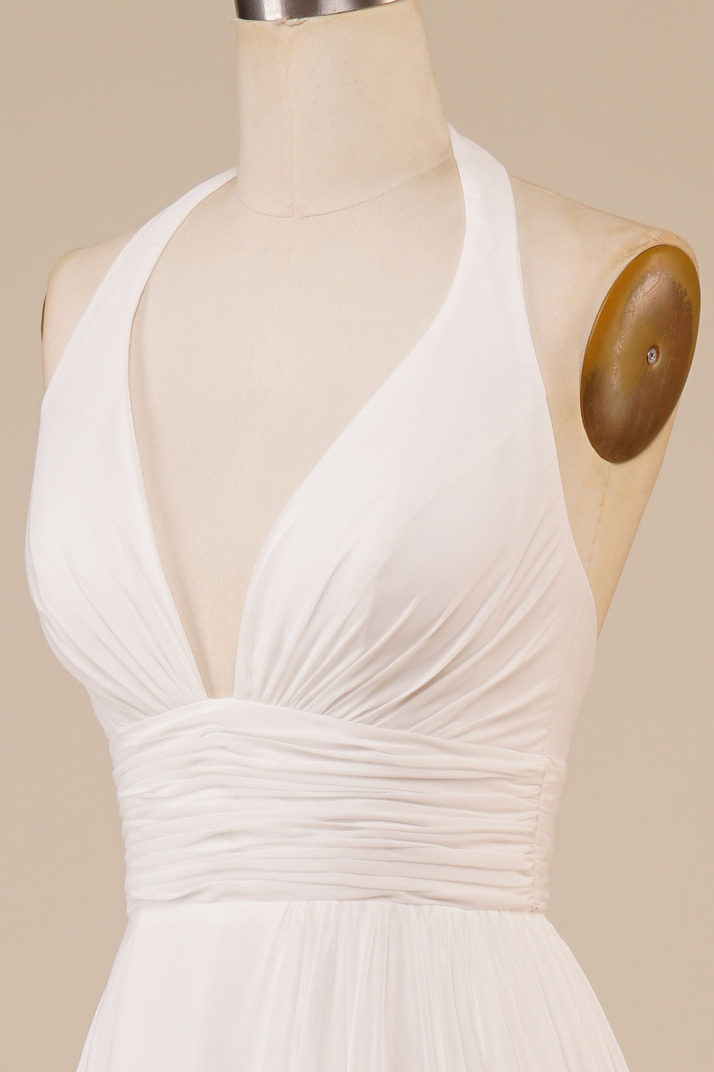 Robe de mariée A-Line dos nu ivoire avec fente et traîne balayage
