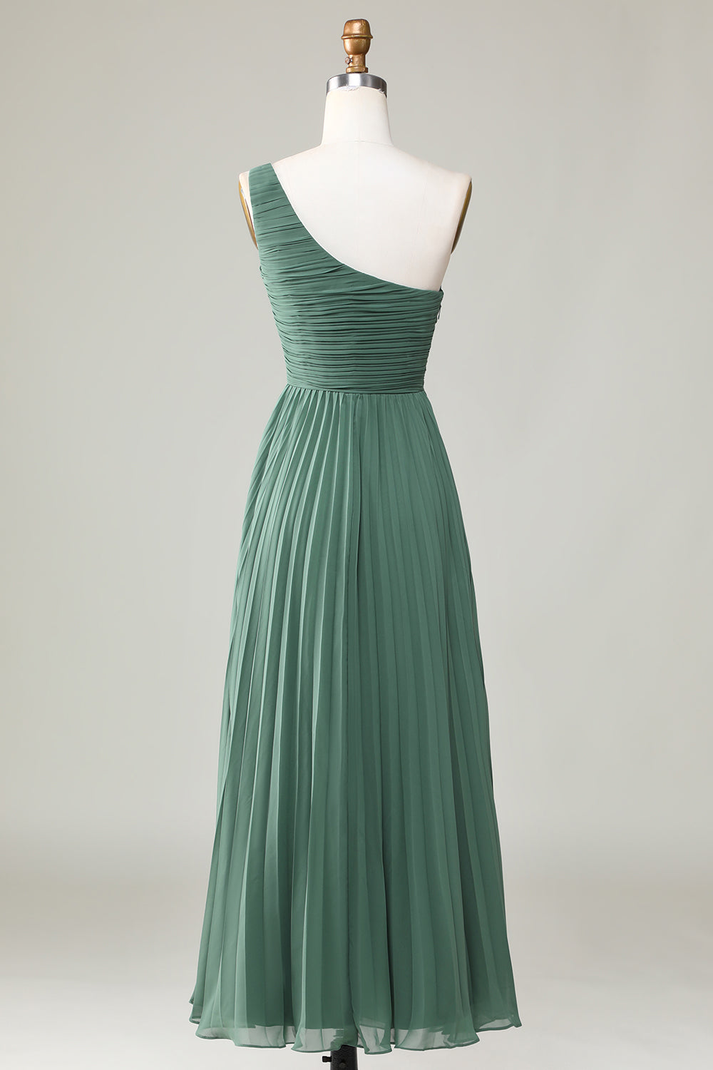 Robe de demoiselle d'honneur asymétrique froncée ligne A Eucalyptus