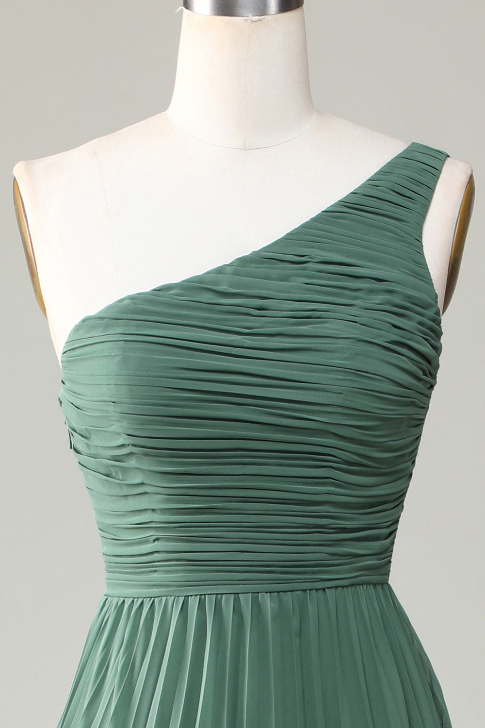 Robe de demoiselle d'honneur asymétrique froncée ligne A Eucalyptus