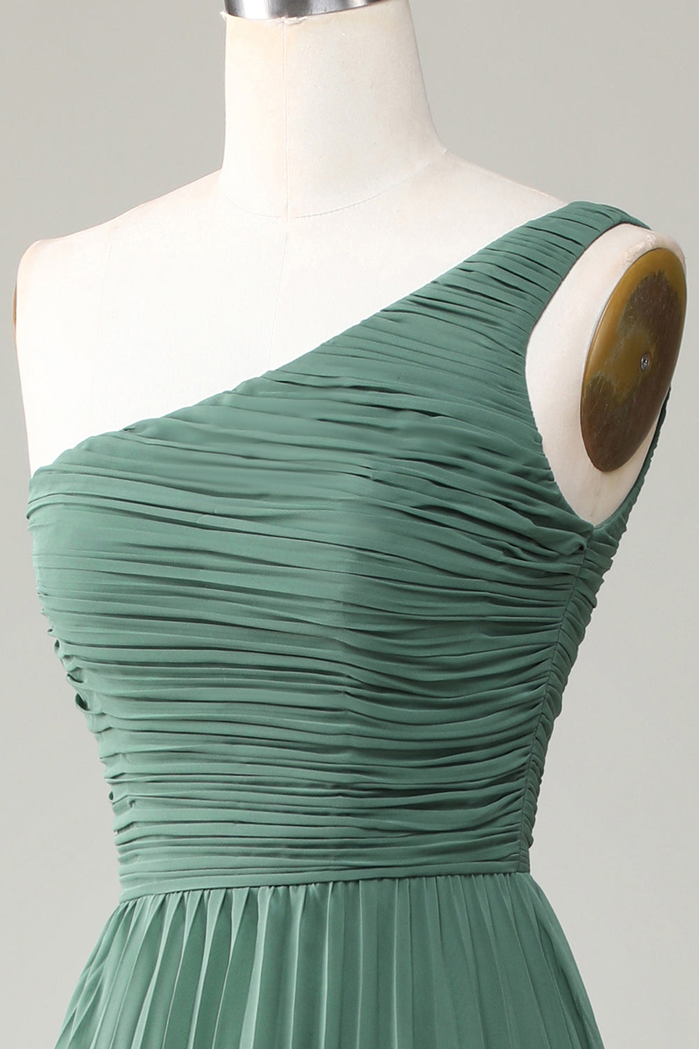 Robe de demoiselle d'honneur asymétrique froncée ligne A Eucalyptus