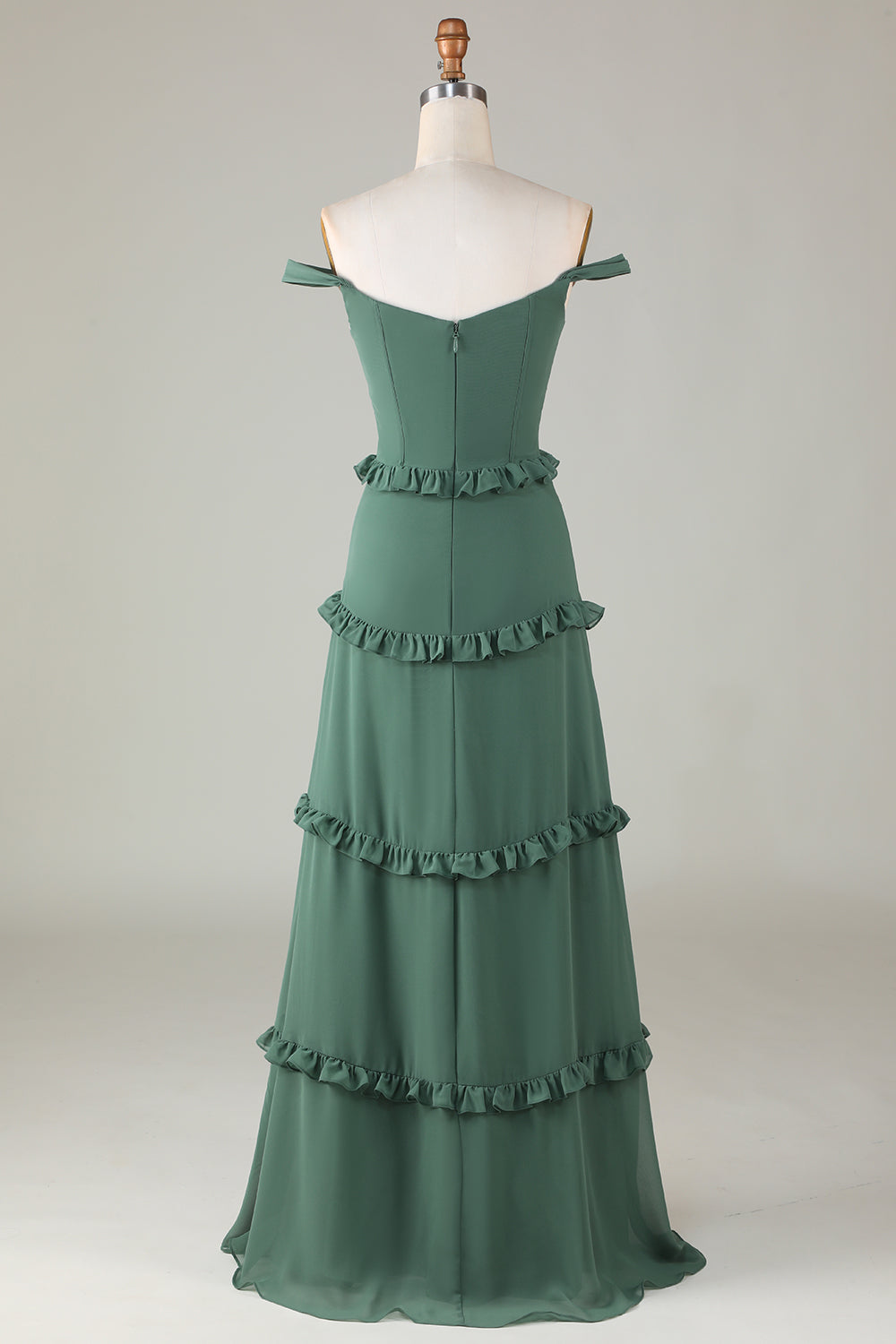 Robe longue de demoiselle d'honneur corsetée avec épaules dénudées Eucalyptus