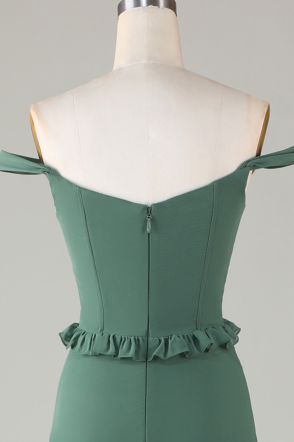 Robe longue de demoiselle d'honneur corsetée avec épaules dénudées Eucalyptus