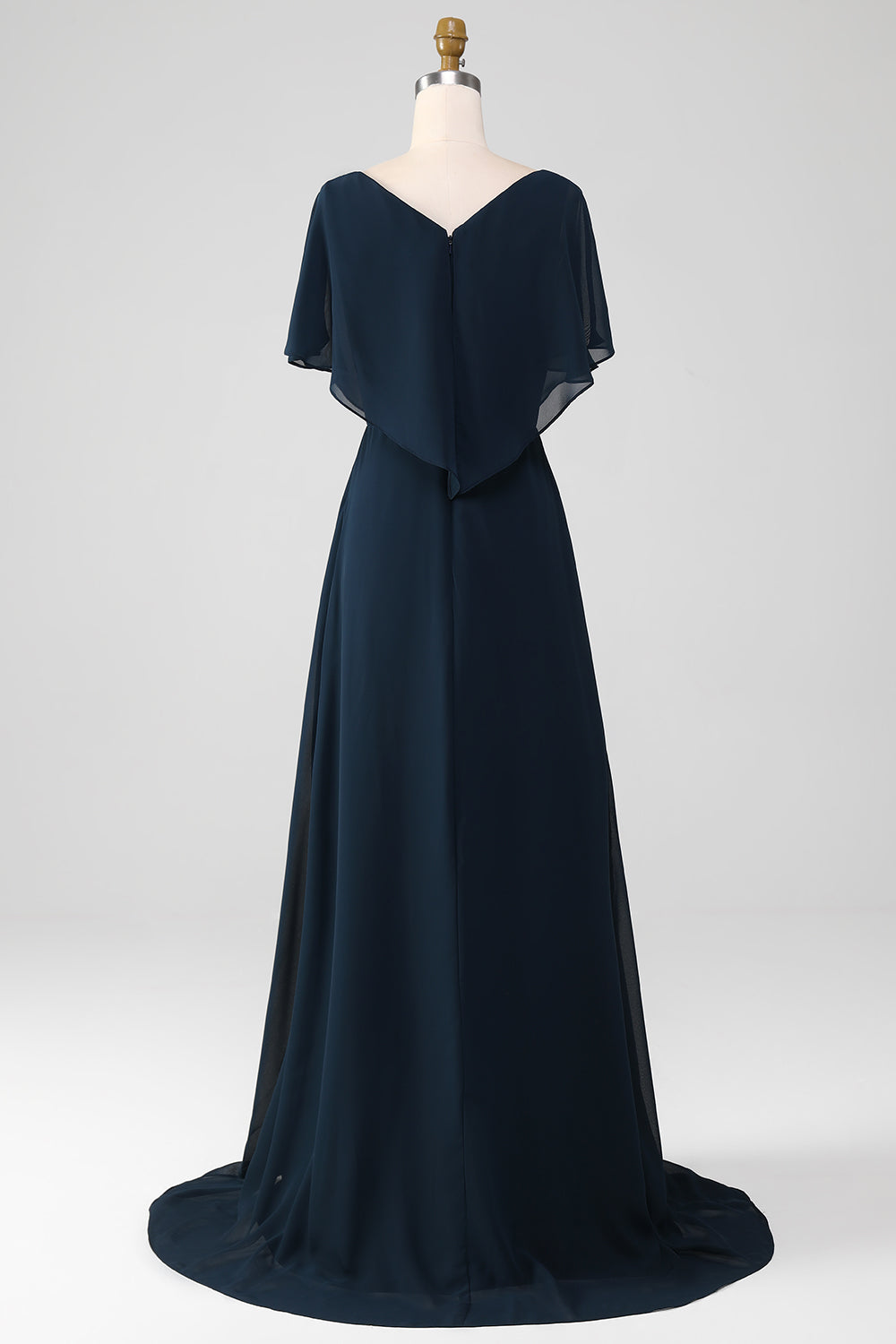 Navy A-Line V-Neck Asymmetrical Sequined Mother of the Bride Dress With Beading