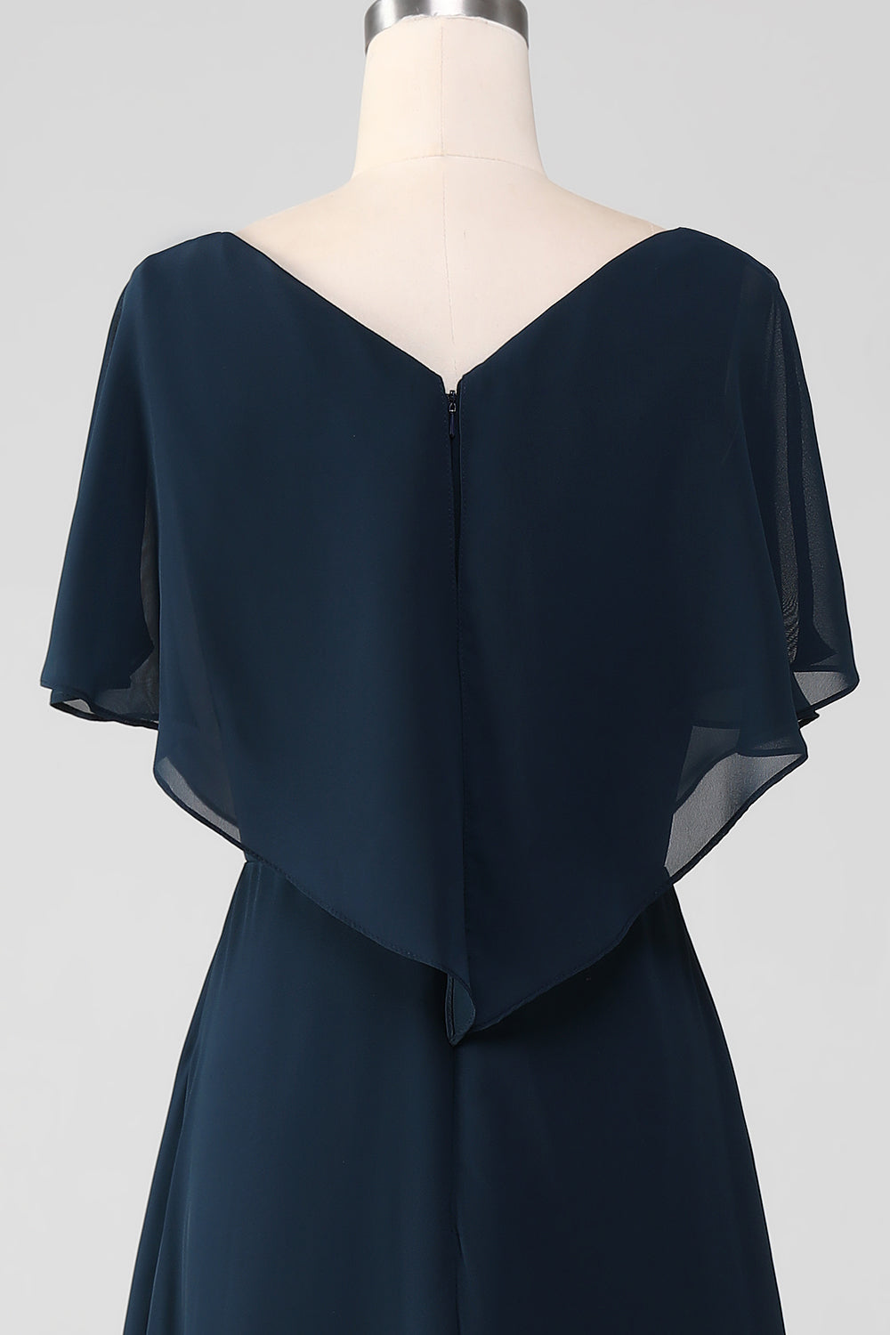 Navy A-Line V-Neck Asymmetrical Sequined Mother of the Bride Dress With Beading
