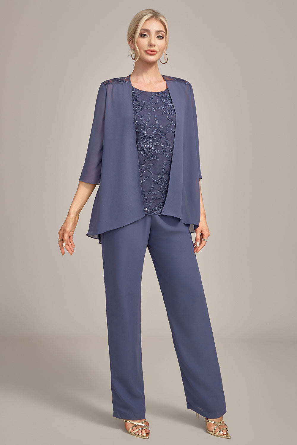 Stormy 3 Piece Chiffon Lace Mother of Pants Suits