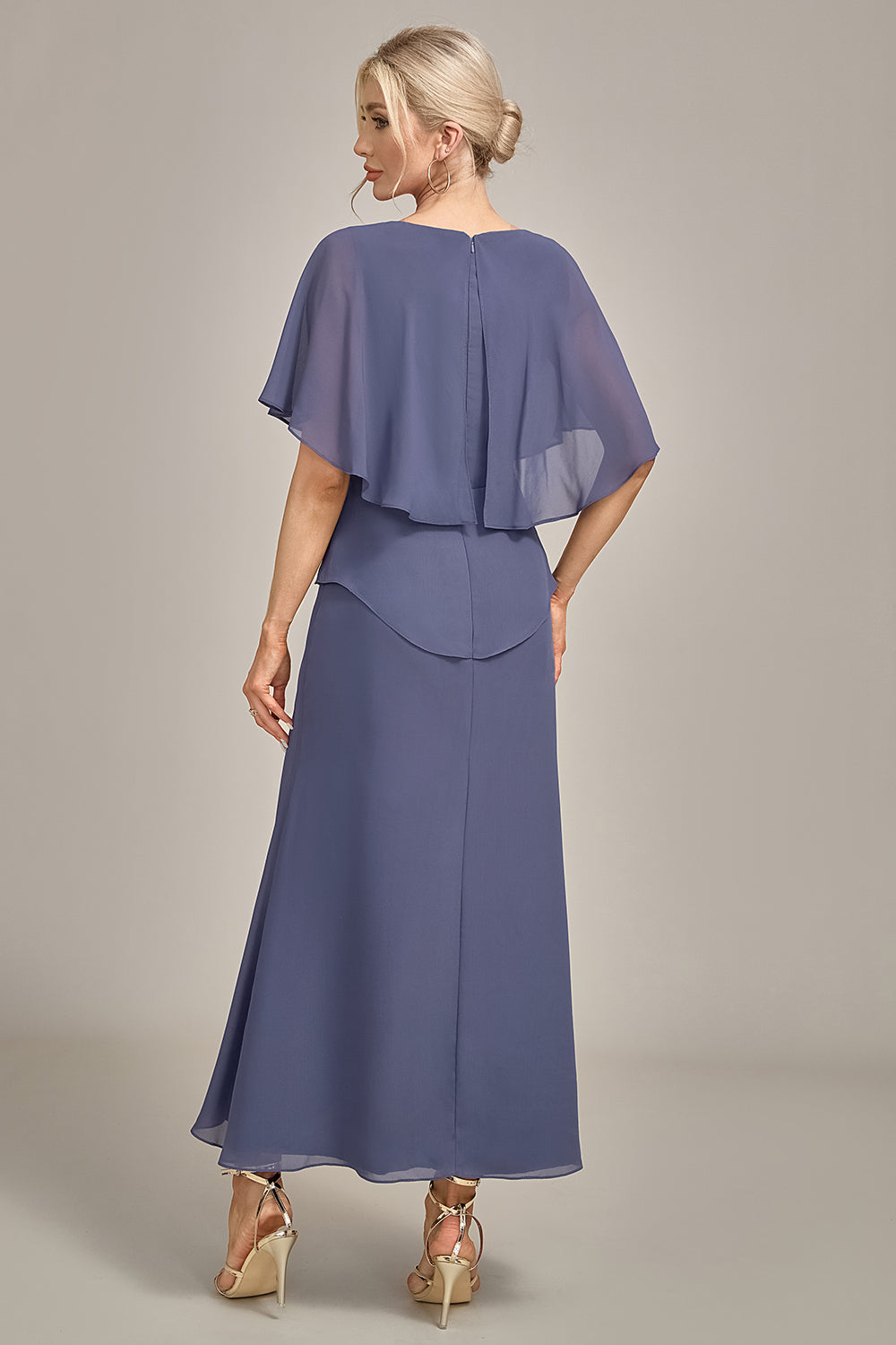 Sheath Stormy Chiffon Boat Neck Long Choir Dress