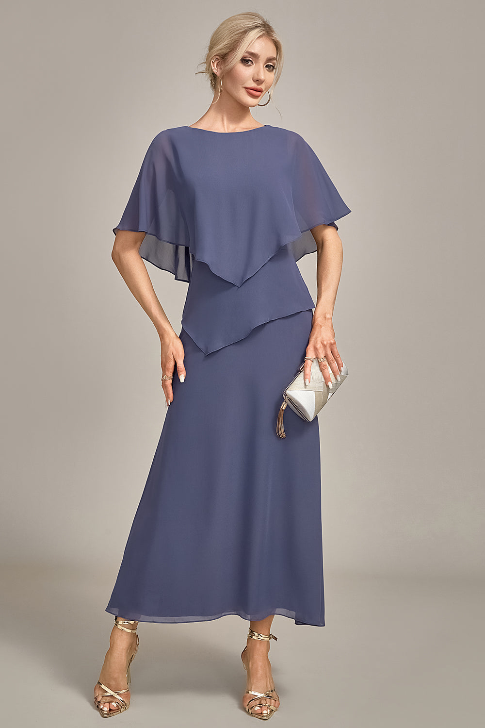 Sheath Stormy Chiffon Boat Neck Long Choir Dress