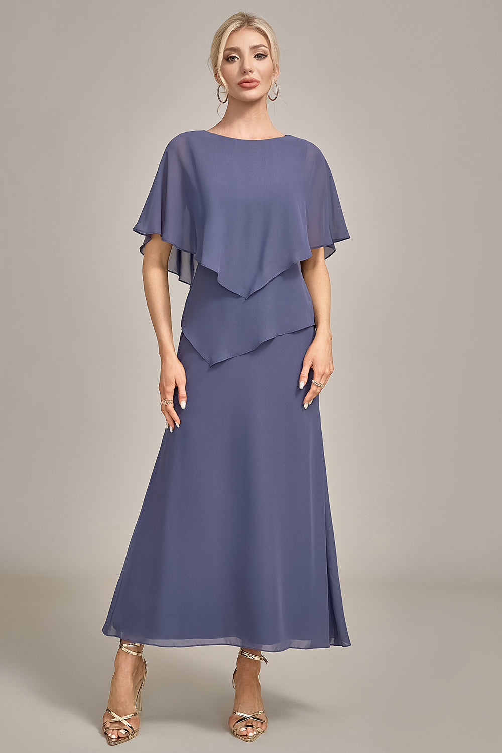 Sheath Stormy Chiffon Boat Neck Long Choir Dress