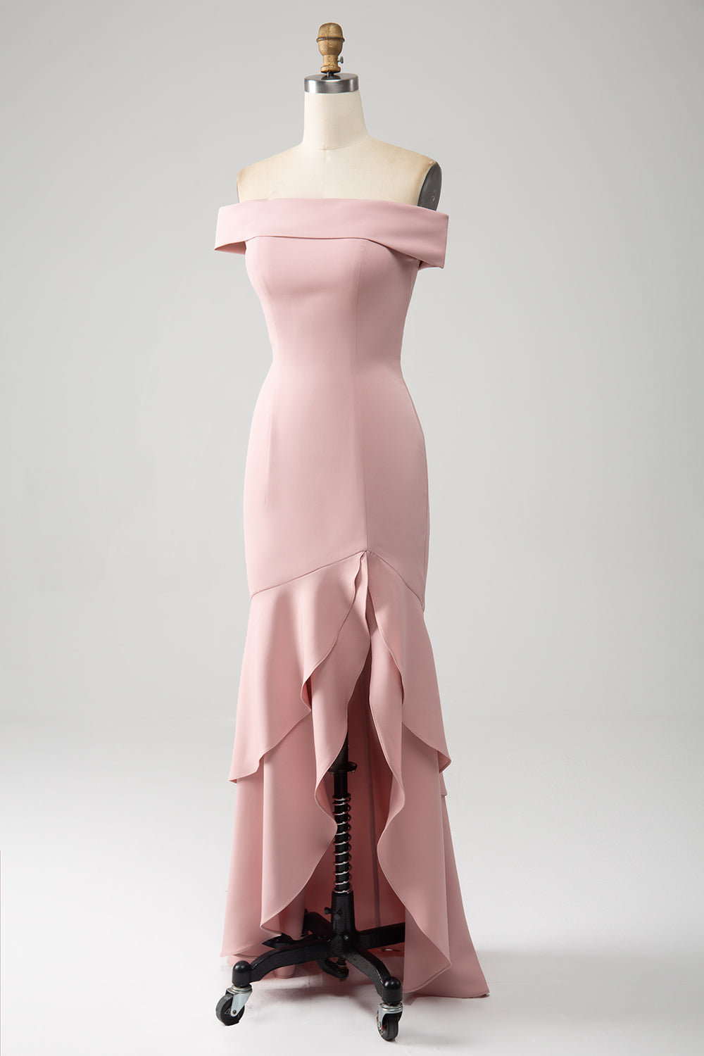 Robe Rose Sirène Volants Mère de la Mariée