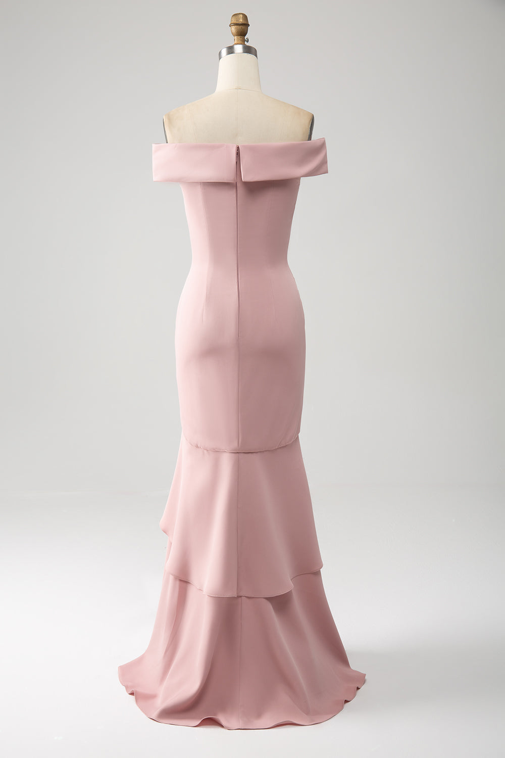 Robe Rose Sirène Volants Mère de la Mariée