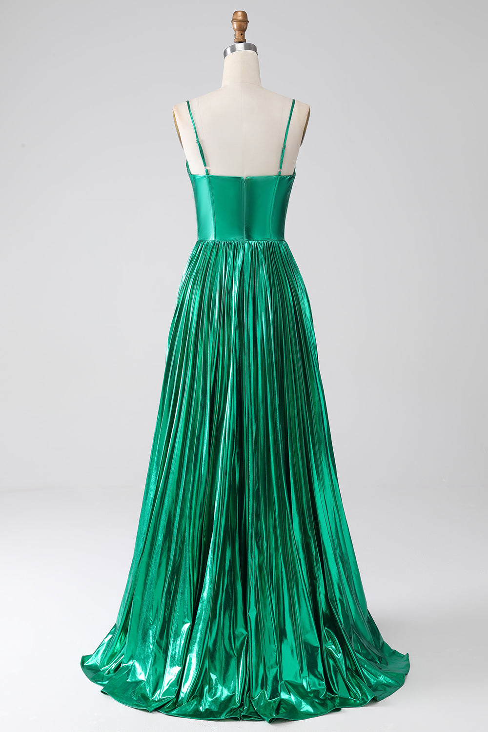 Robe de bal corset vert foncé trapèze avec fente