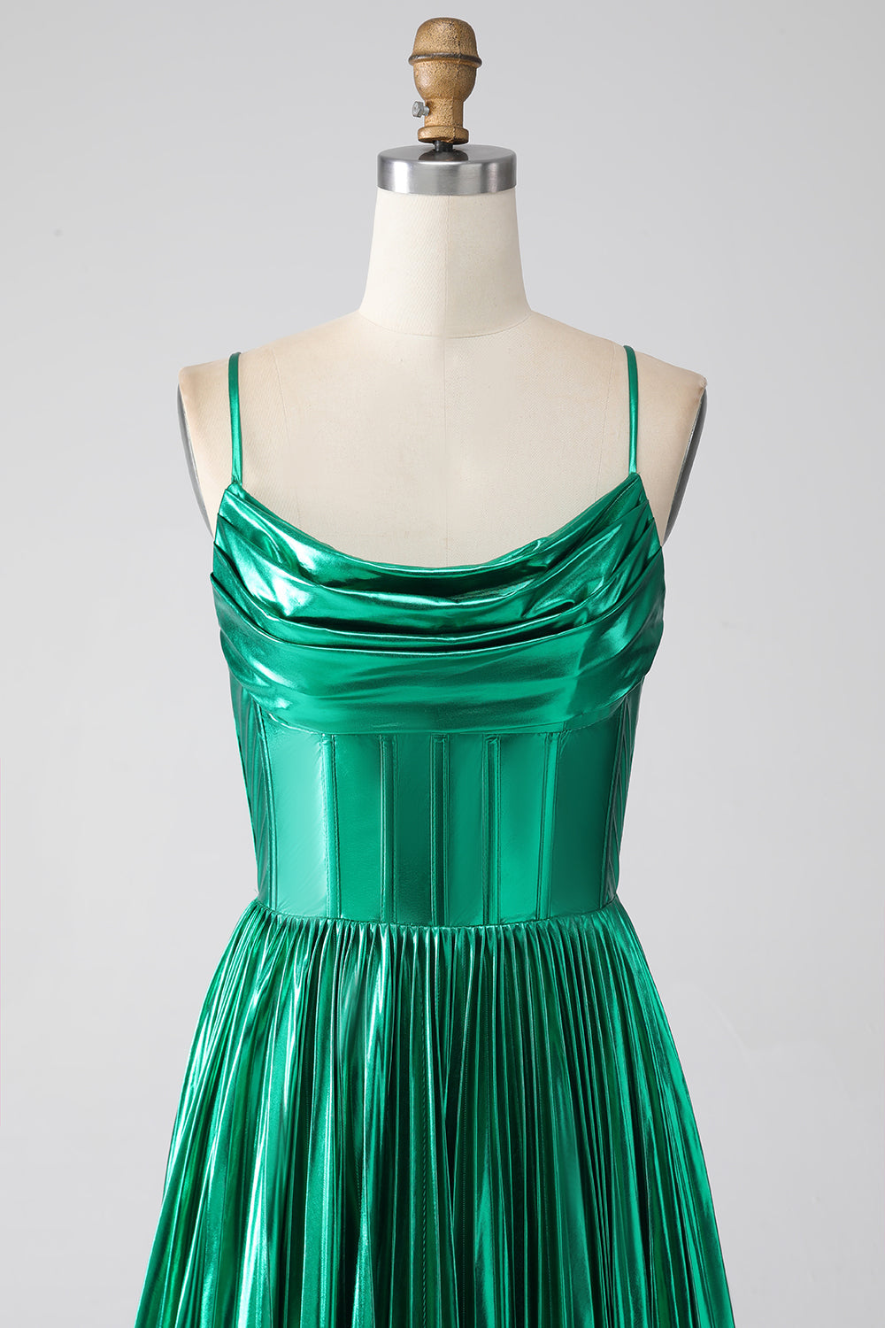 Robe de bal corset vert foncé trapèze avec fente