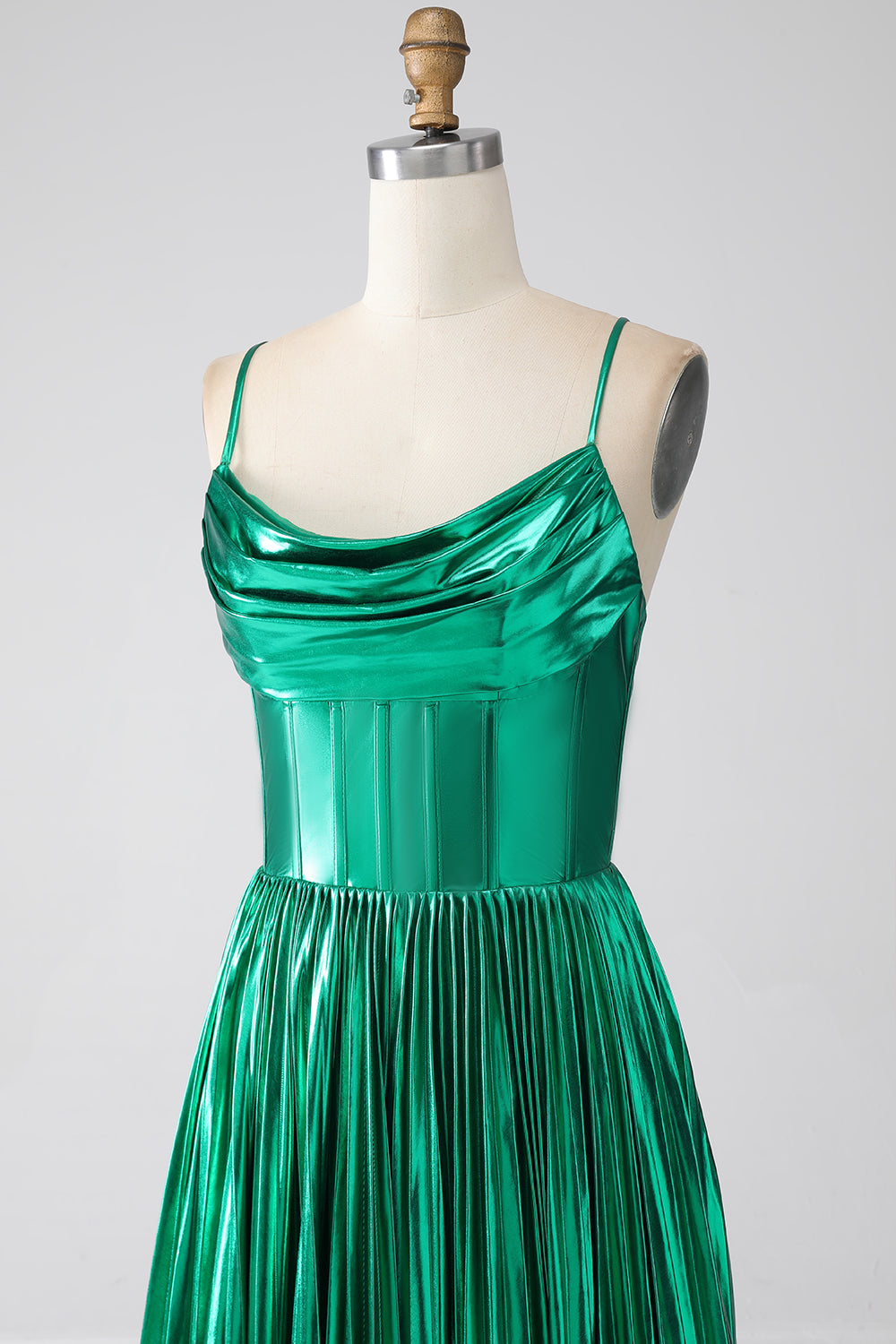 Robe de bal corset vert foncé trapèze avec fente
