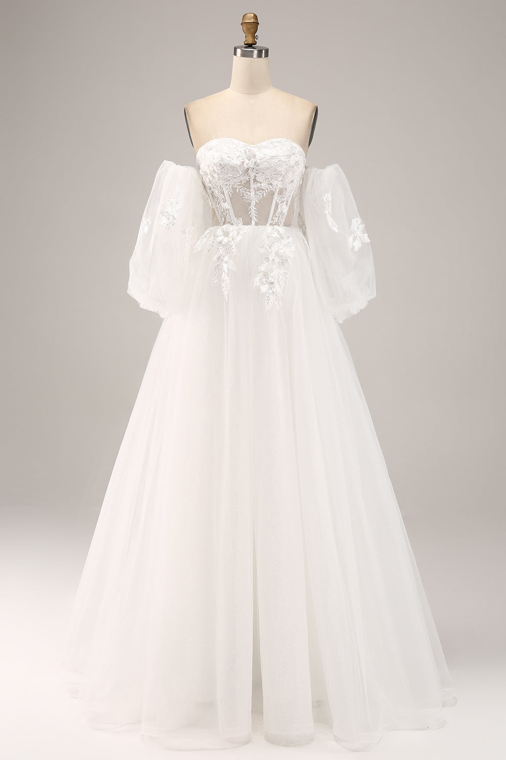 Robe de mariée bustier en tulle avec appliqués