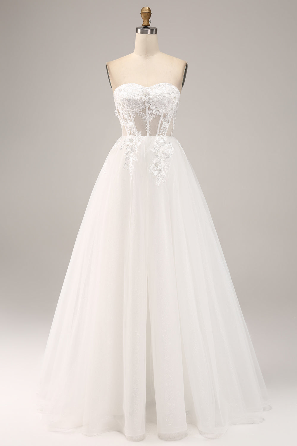 Robe de mariée bustier en tulle avec appliqués