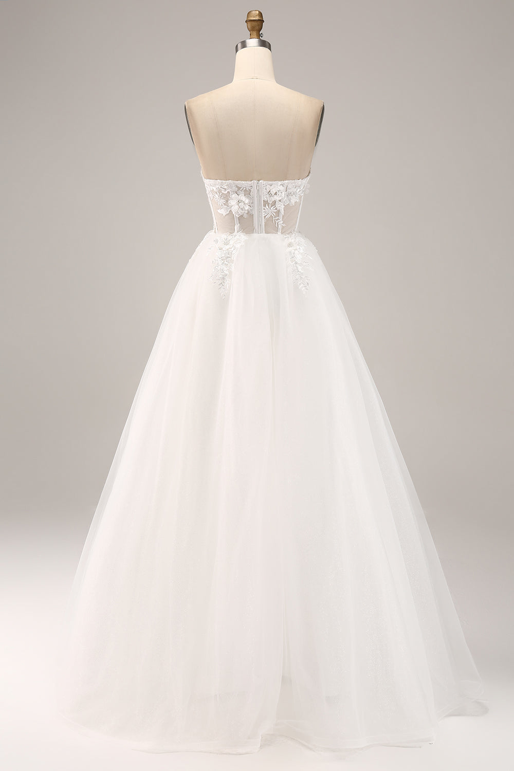Robe de mariée bustier en tulle avec appliqués