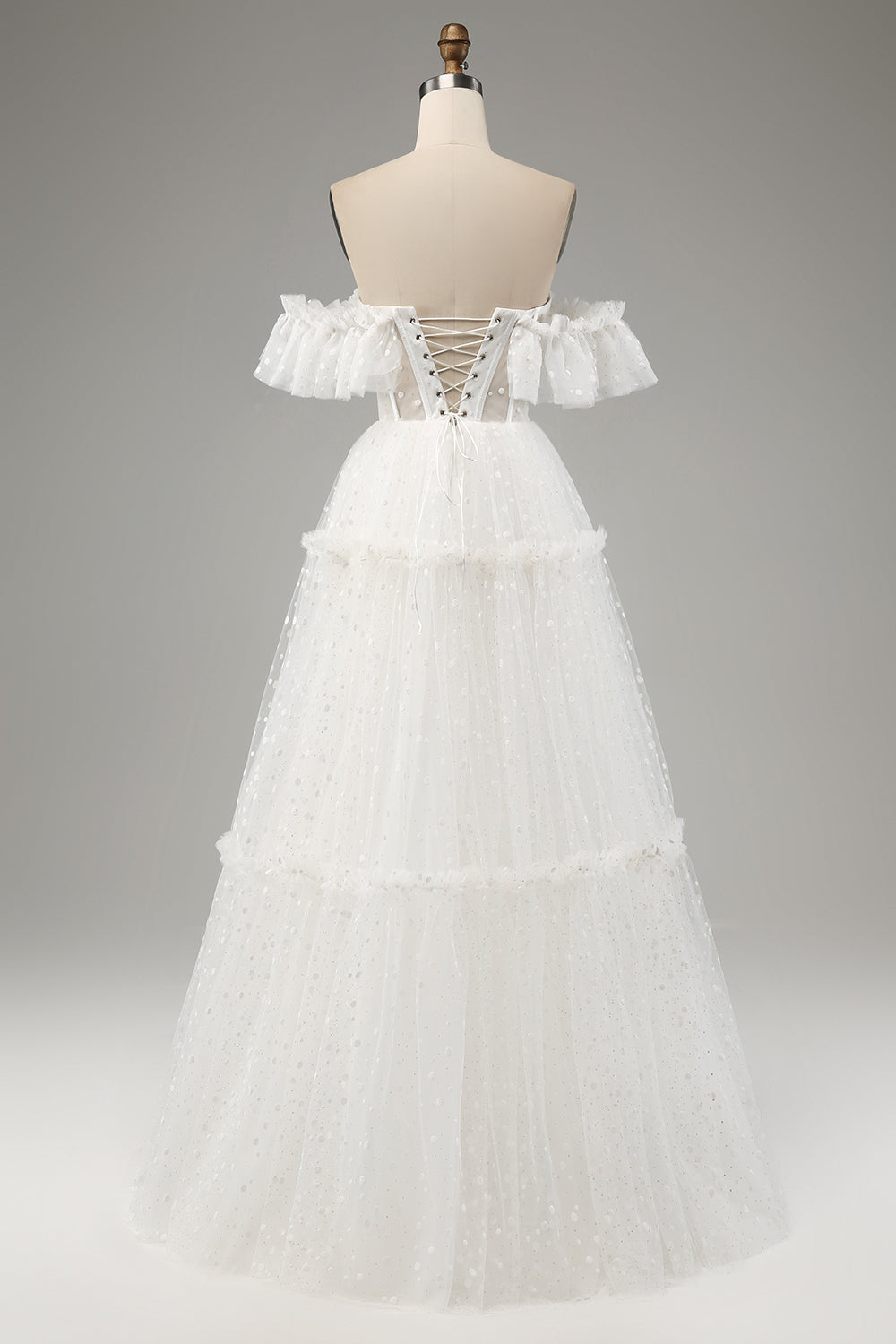 Robe de mariée bustier en tulle coupe évasée ivoire